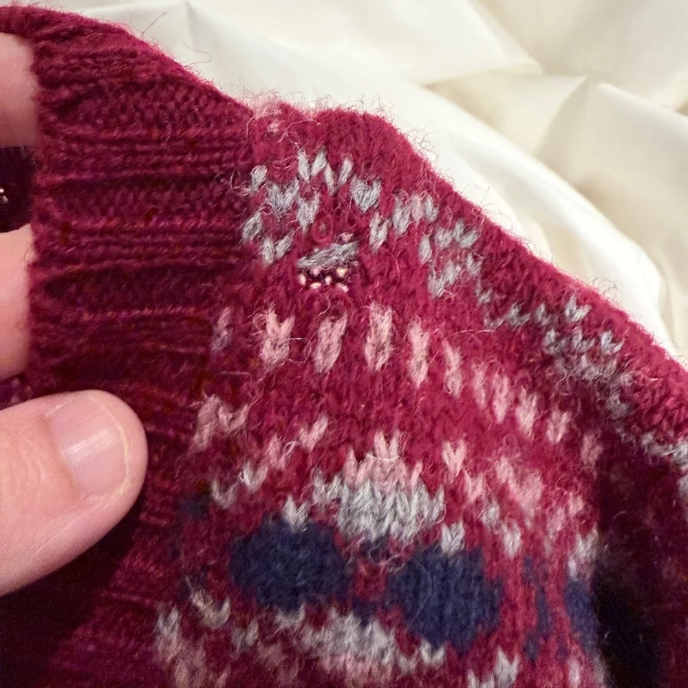 Vintage Shetland Scotland 100% Wool Fair Isle Sweater 44 Old Money Cabincore - Picture 10 of 10